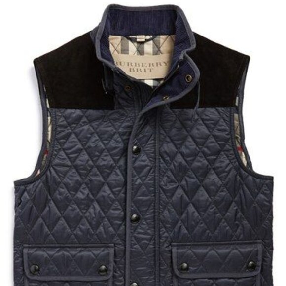 Burberry Brit Men's Rosston Diamond Quilted / Suede Vest - Picture 2 of 14